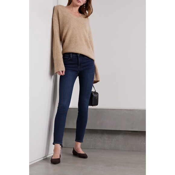 FRAME Le Skinny de Jeanne Jeans 27 | Mid Rise Soft Dark Indigo Eco-Friendly - Picture 3 of 9